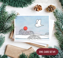 Load image into Gallery viewer, Holiday Owl Notecard Sets