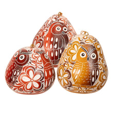 Load image into Gallery viewer, Owl Trio Design - Laced Bird Gourd Ornament
