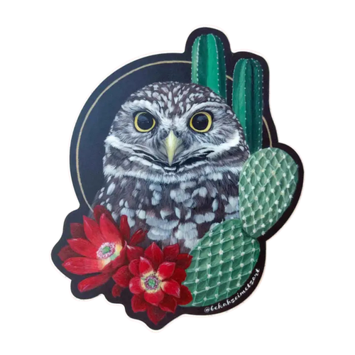 Burrowing Owl Cactus Sticker