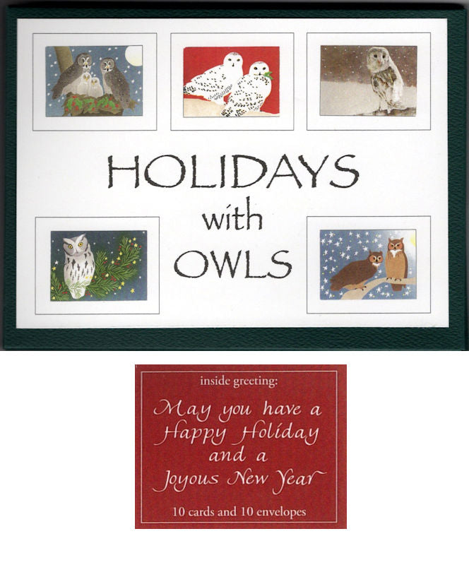 Boxed Note Cards - Holidays with Owls
